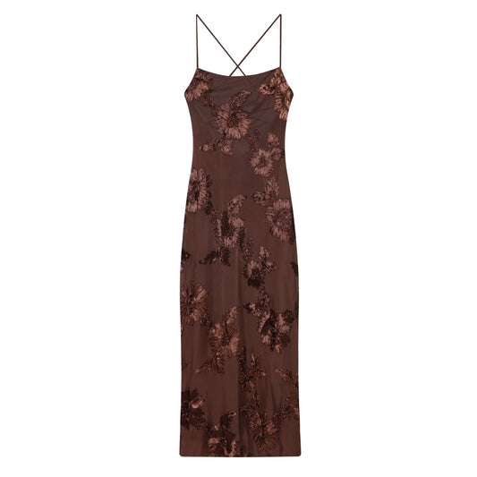 Women's embroidered floral backless MIDI dress
