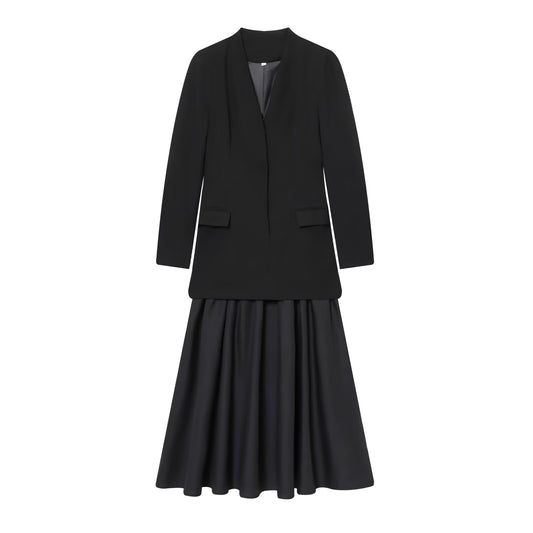 Women's new fashion splicing Suit style MIDI dress
