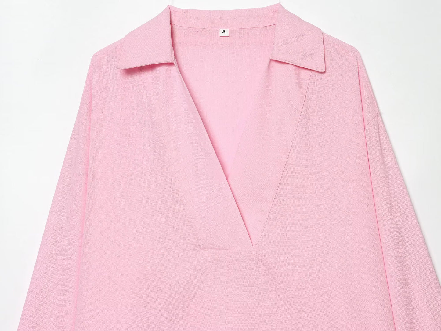 Women's loose Lapel linen blend shirt