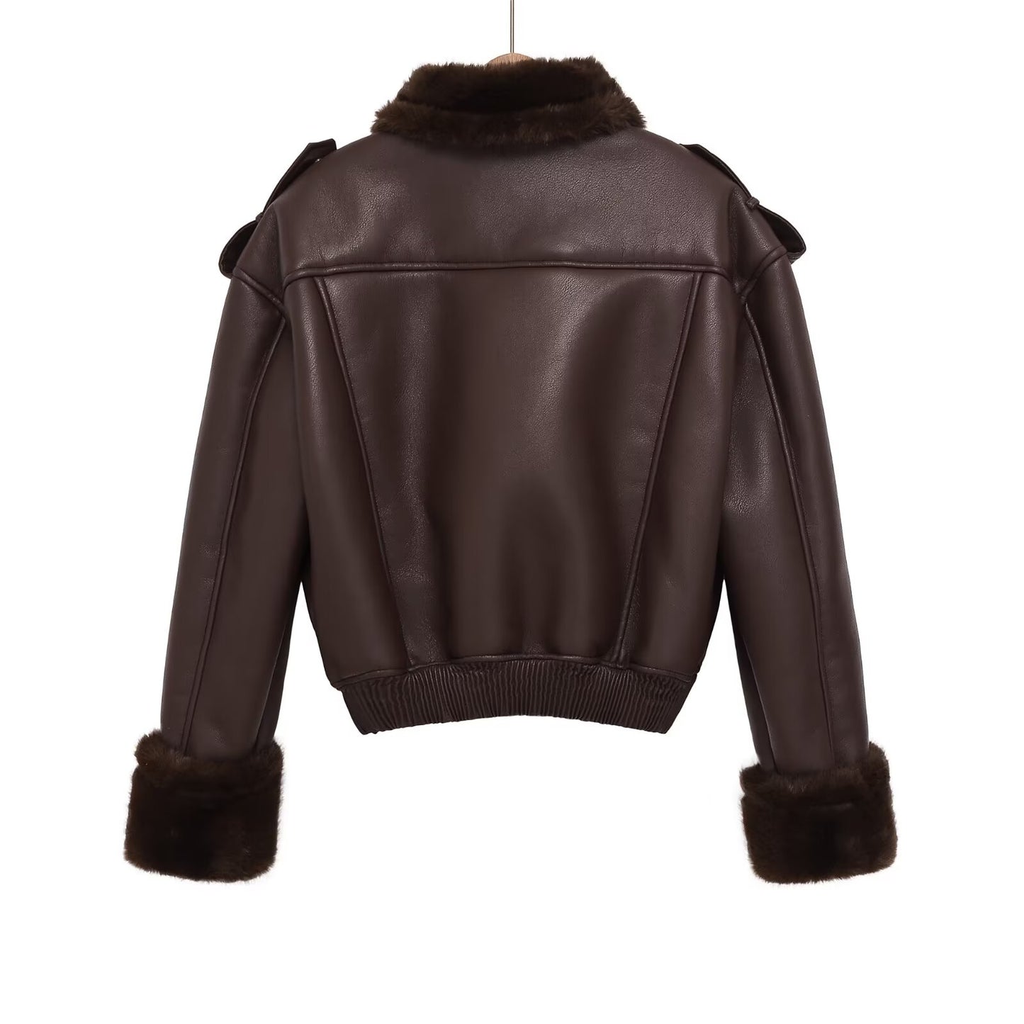Women's double-sided faux leather pilot jacket Coat