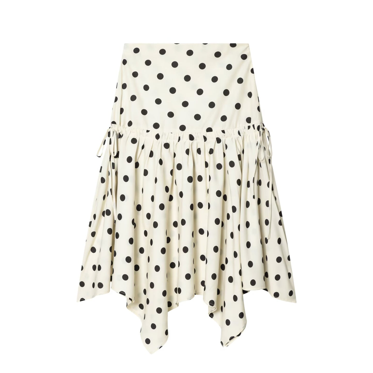 Women's asymmetrical polka dot MIDI skirt