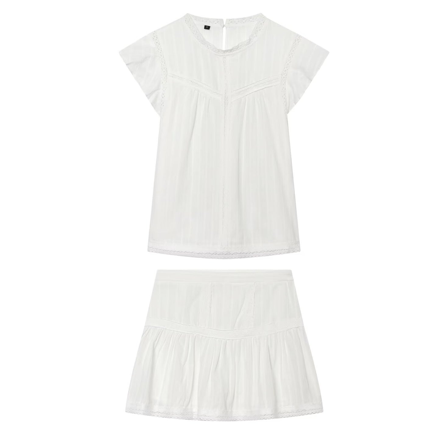 suit Women's 2 pieces casual vertical lace top+Skirts