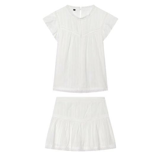 suit Women's 2 pieces casual vertical lace top+Skirts