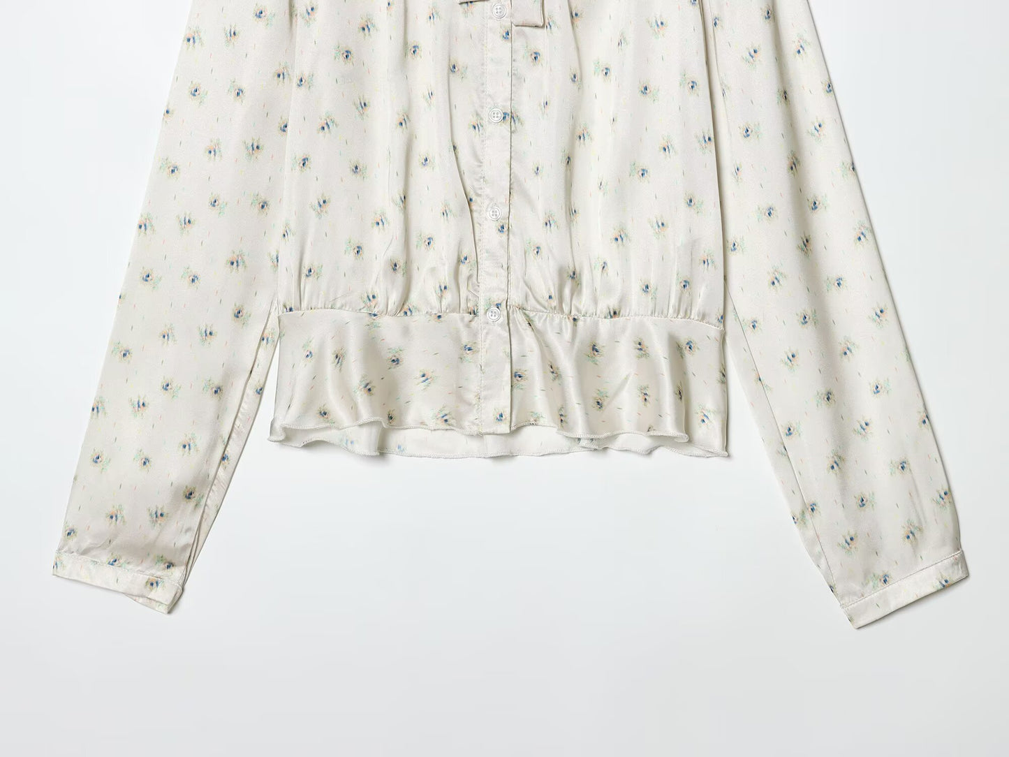 Women's bow decoration printed shirt
