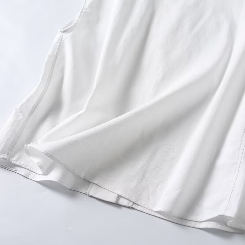 Women's casual linen blend sleeveless shirt