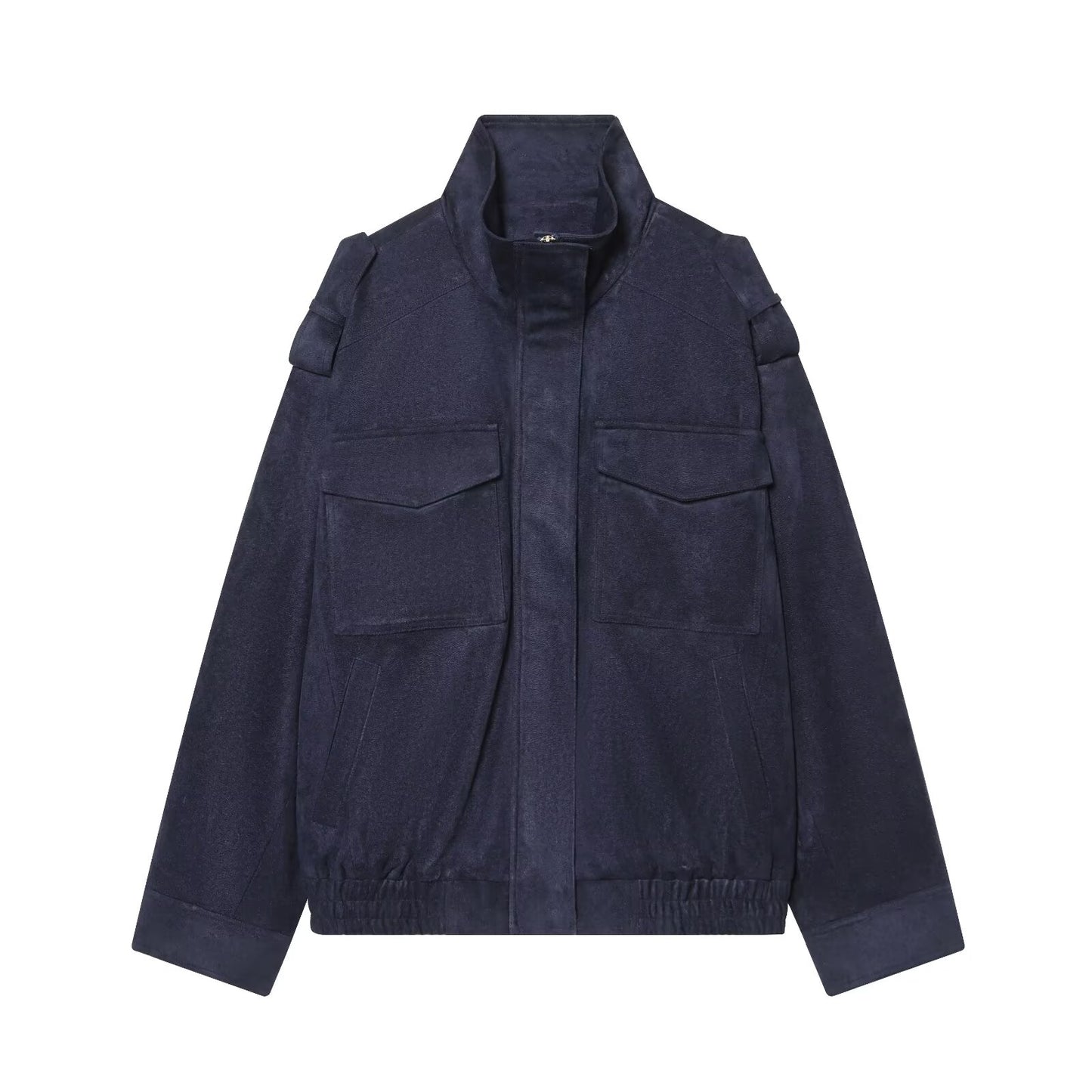 Women's stand collar suede textured jacket Coat