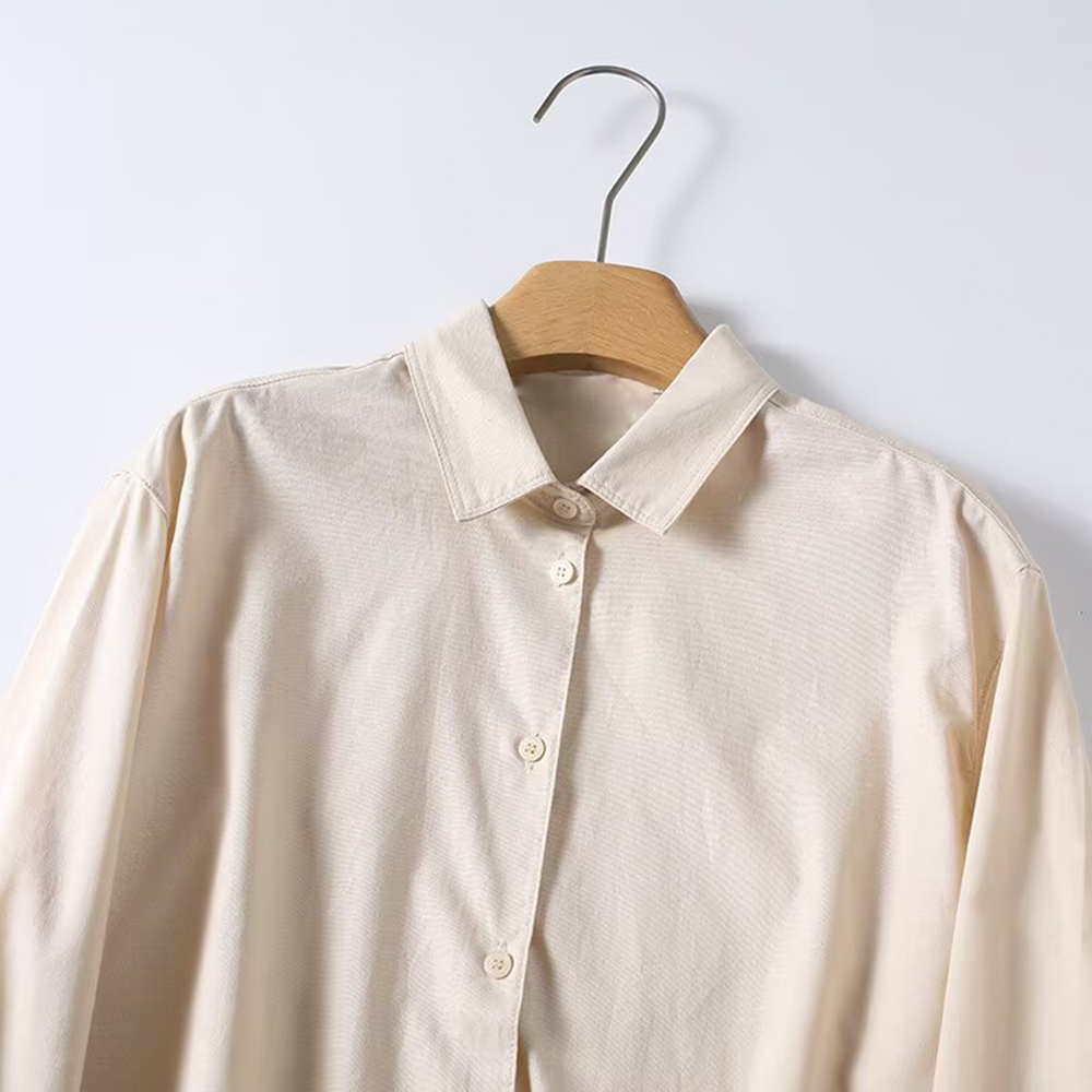 2026 Women's linen blend lapel long sleeved shirt
