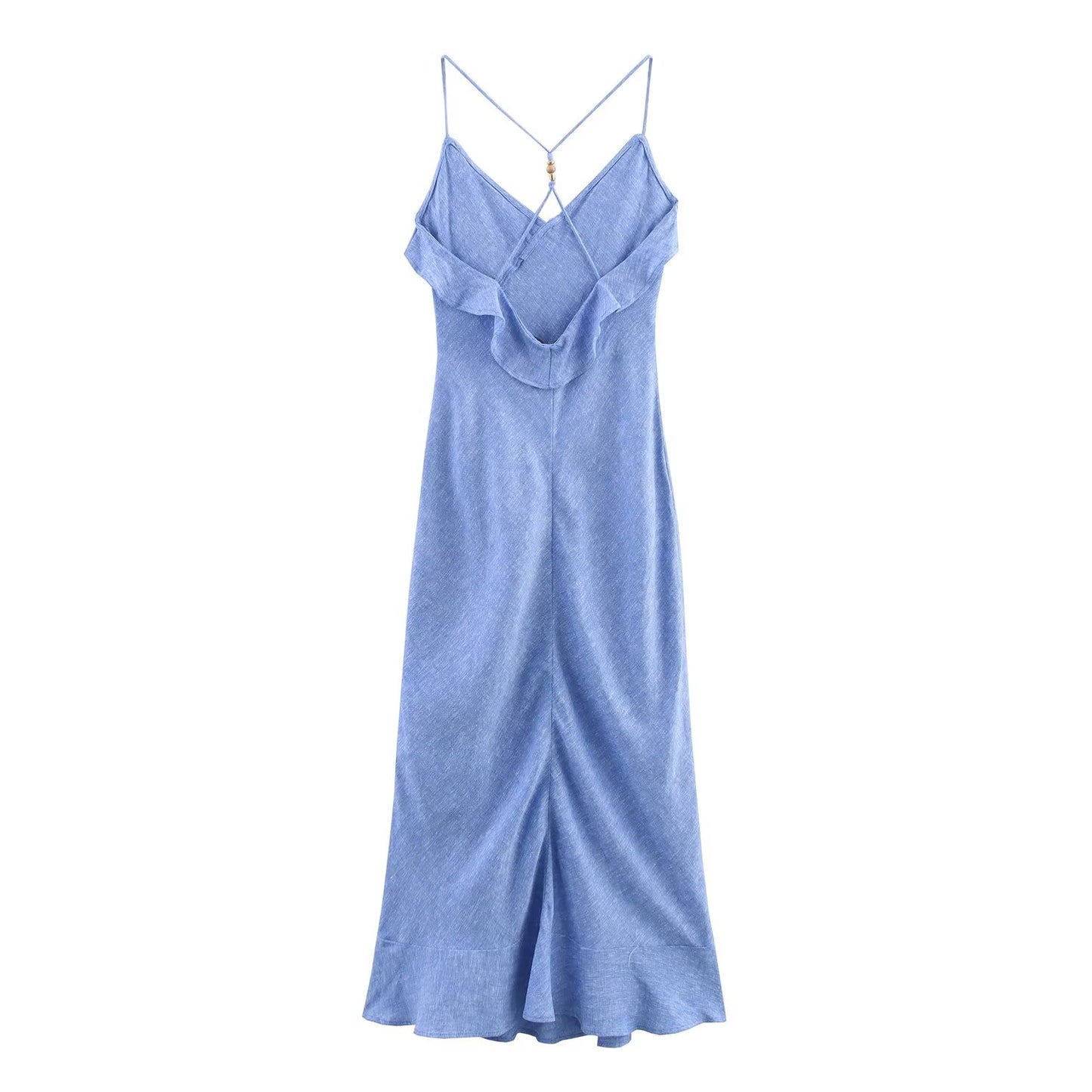 Women's summer new layered decoration slim suspender MIDI dress
