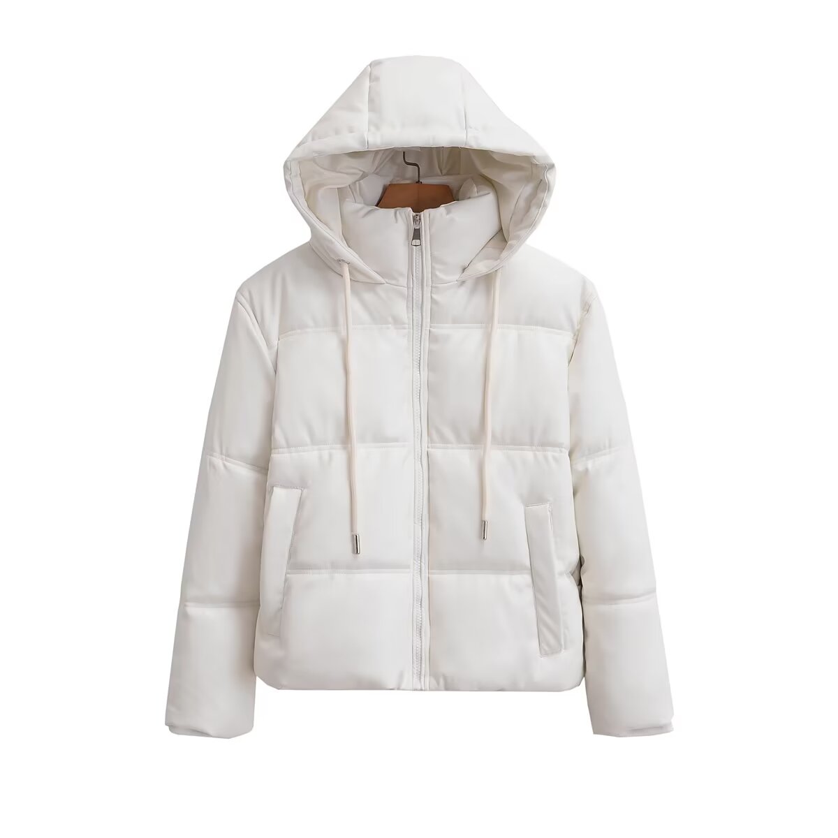 Women's hooded Faux Leather cotton jacket Coat