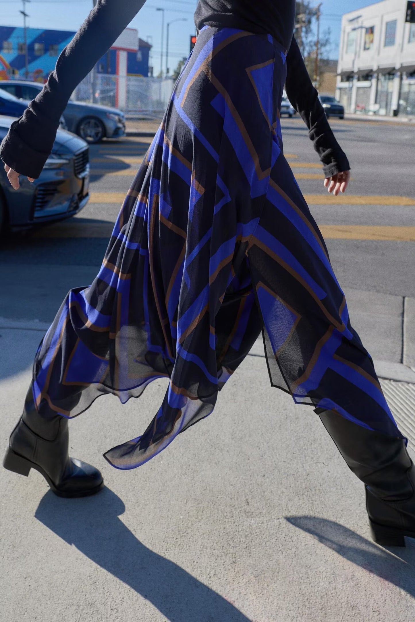 2026 Women's printed asymmetrical MIDI skirt