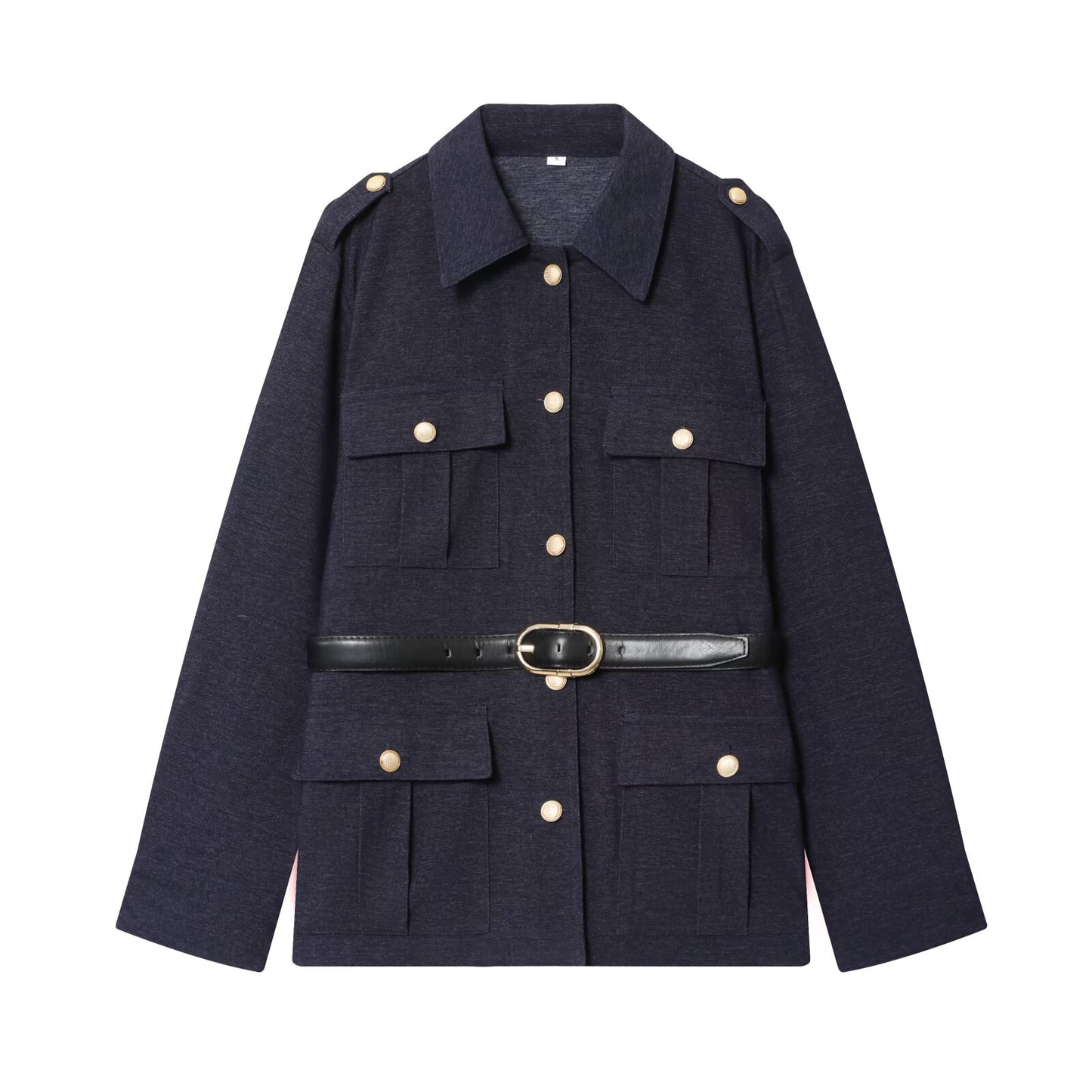 Women's New Fashion With Belt Long Sleeve Lapel Coat+Pants Suit