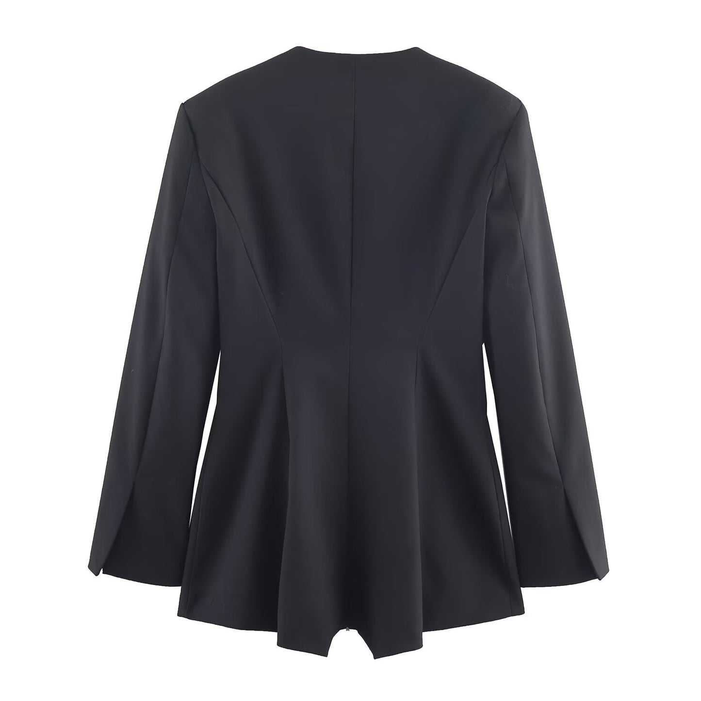 Women's black V-neck Blazer Coat style short jumpsuit