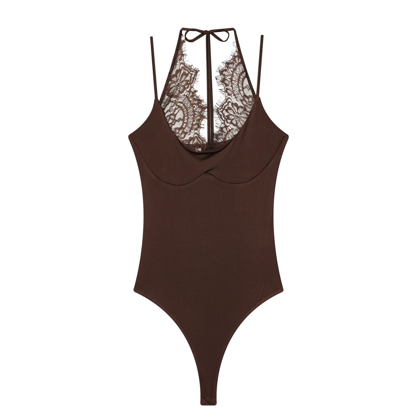 Women's patchwork lace halter neck jumpsuit
