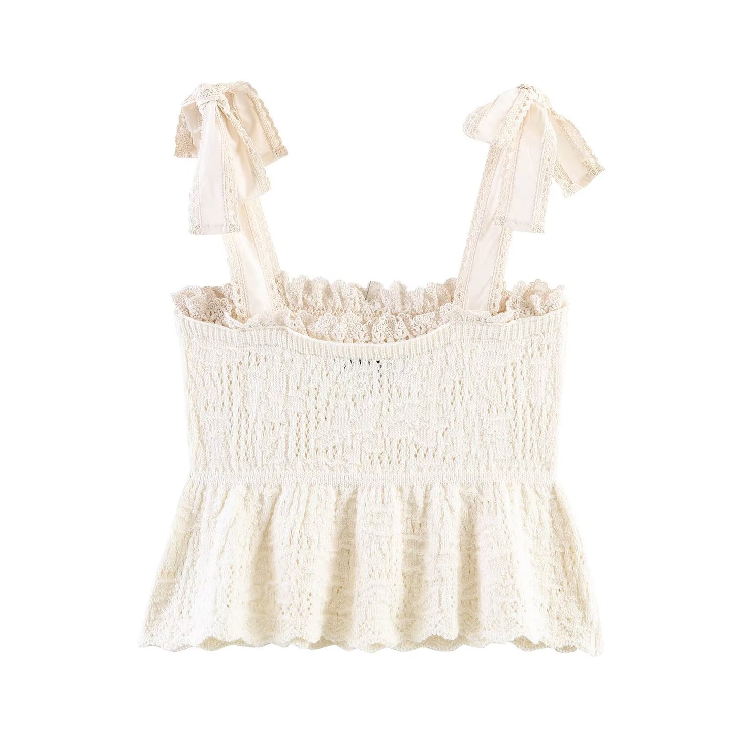 Women's bow decoration knitted top