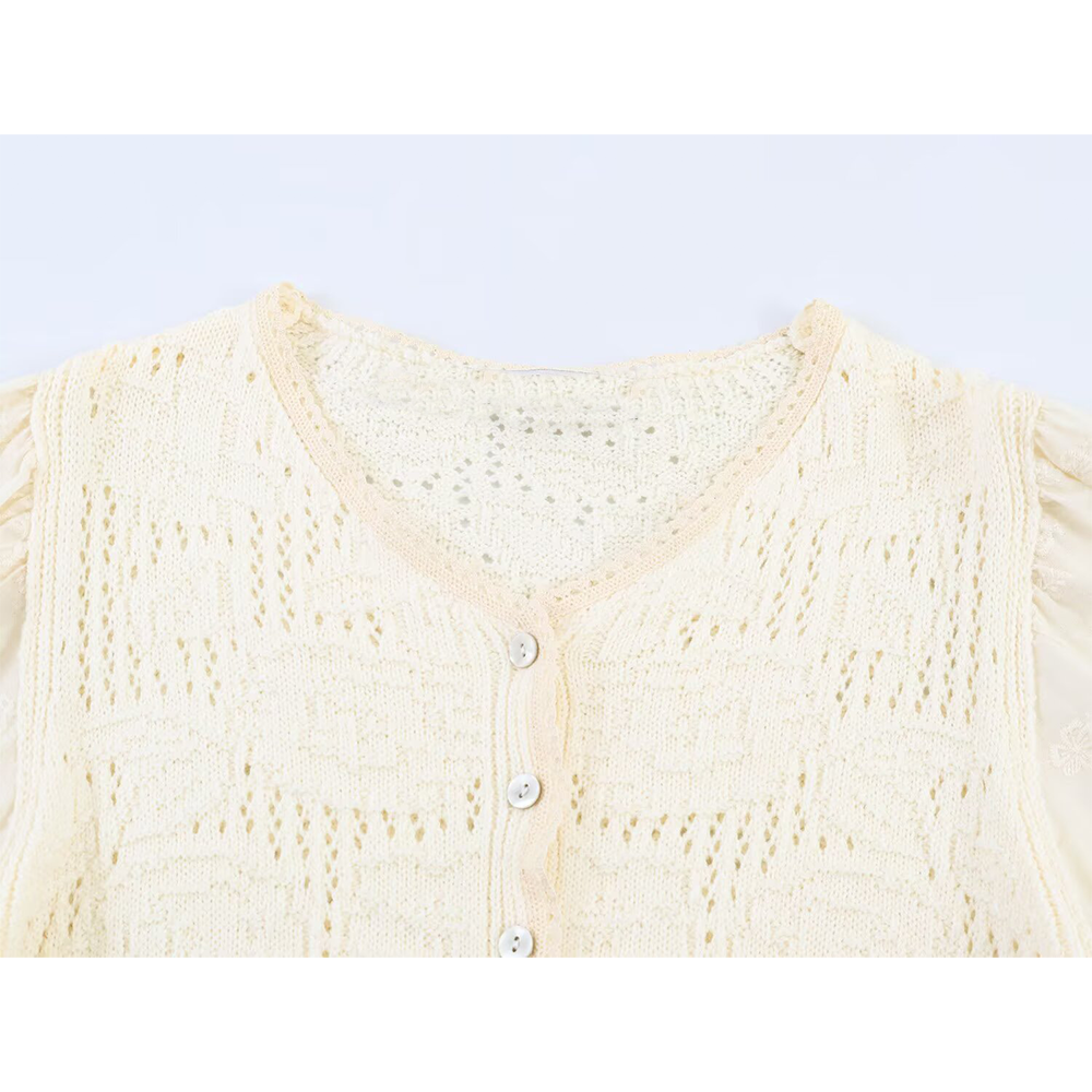 Women's seven quarter sleeve patchwork knit Coat