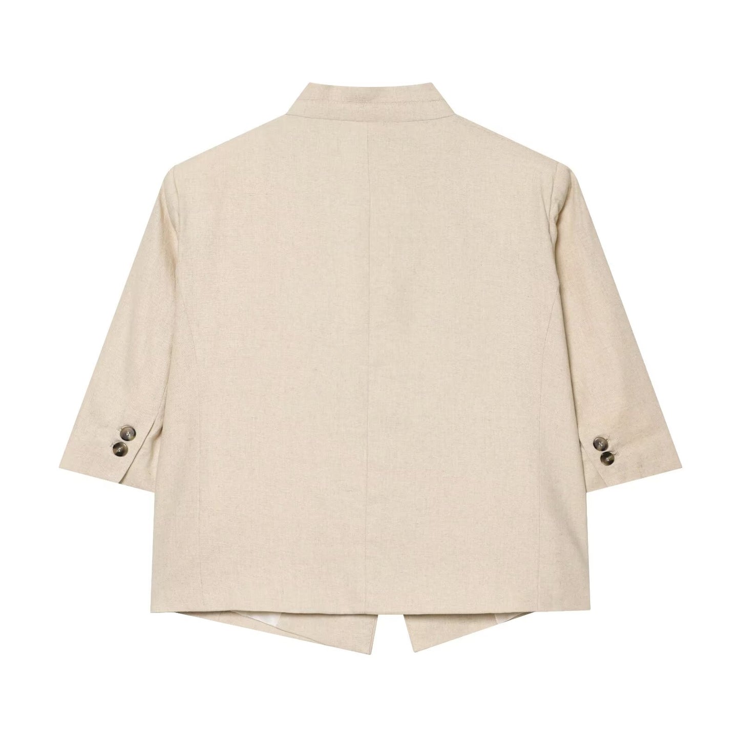 Women's short sleeved linen blend Blazer Coat