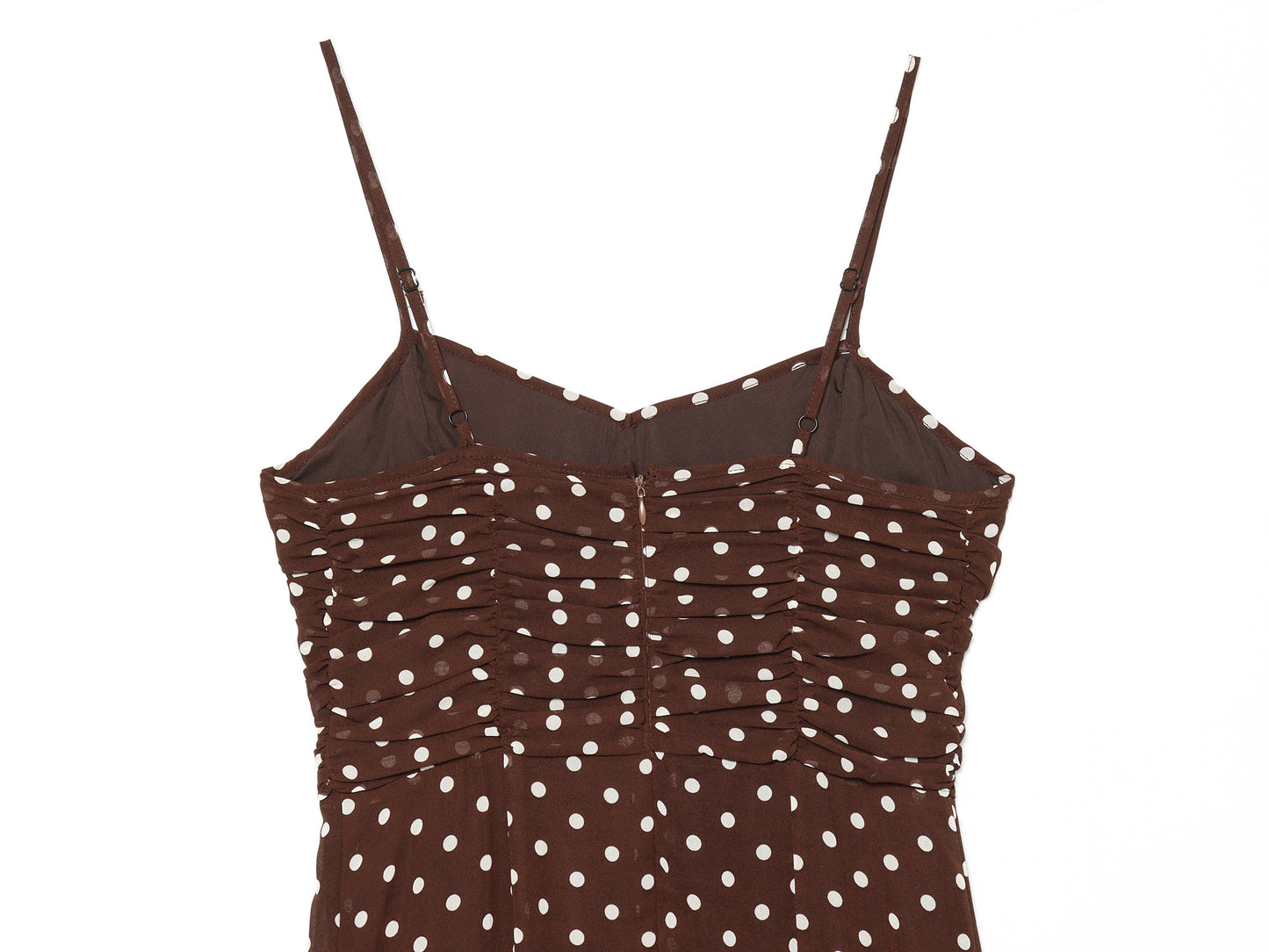 Women's polka dot chiffon suspender MIDI dress