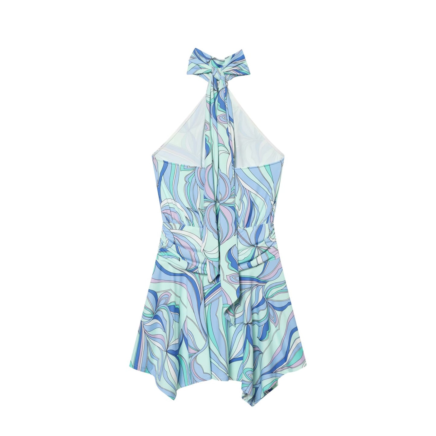 Women's backless printed halter neck dress