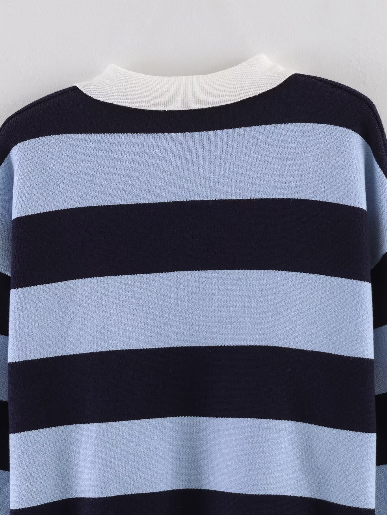 Women's striped polo shirt collar knit sweater