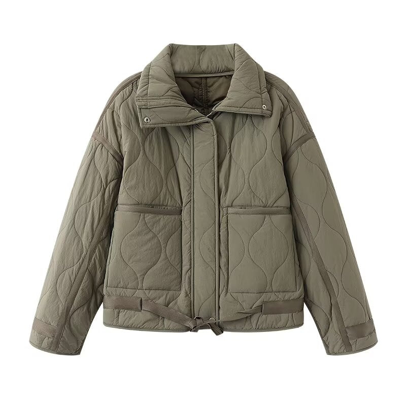 Women's winter loose lace up cotton jacket Coat