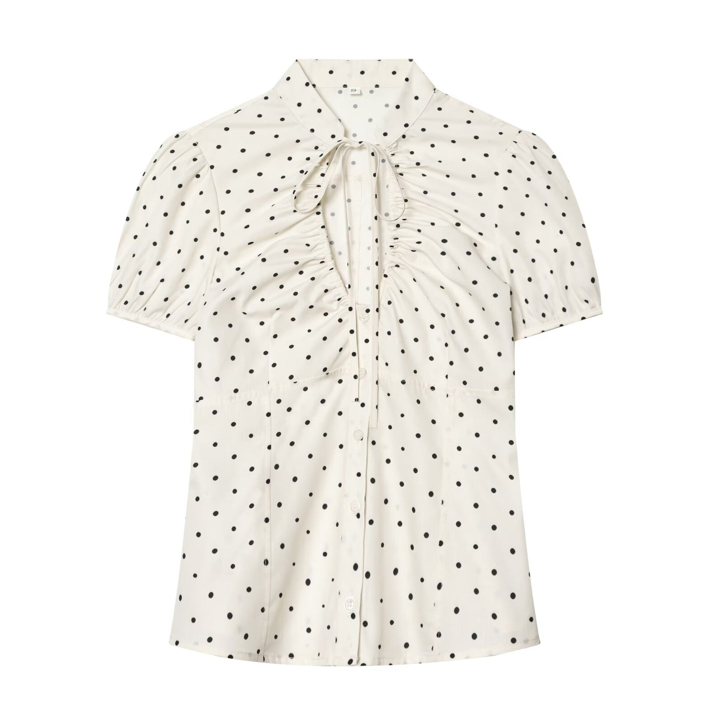 Women's bow decoration pleated poplin top