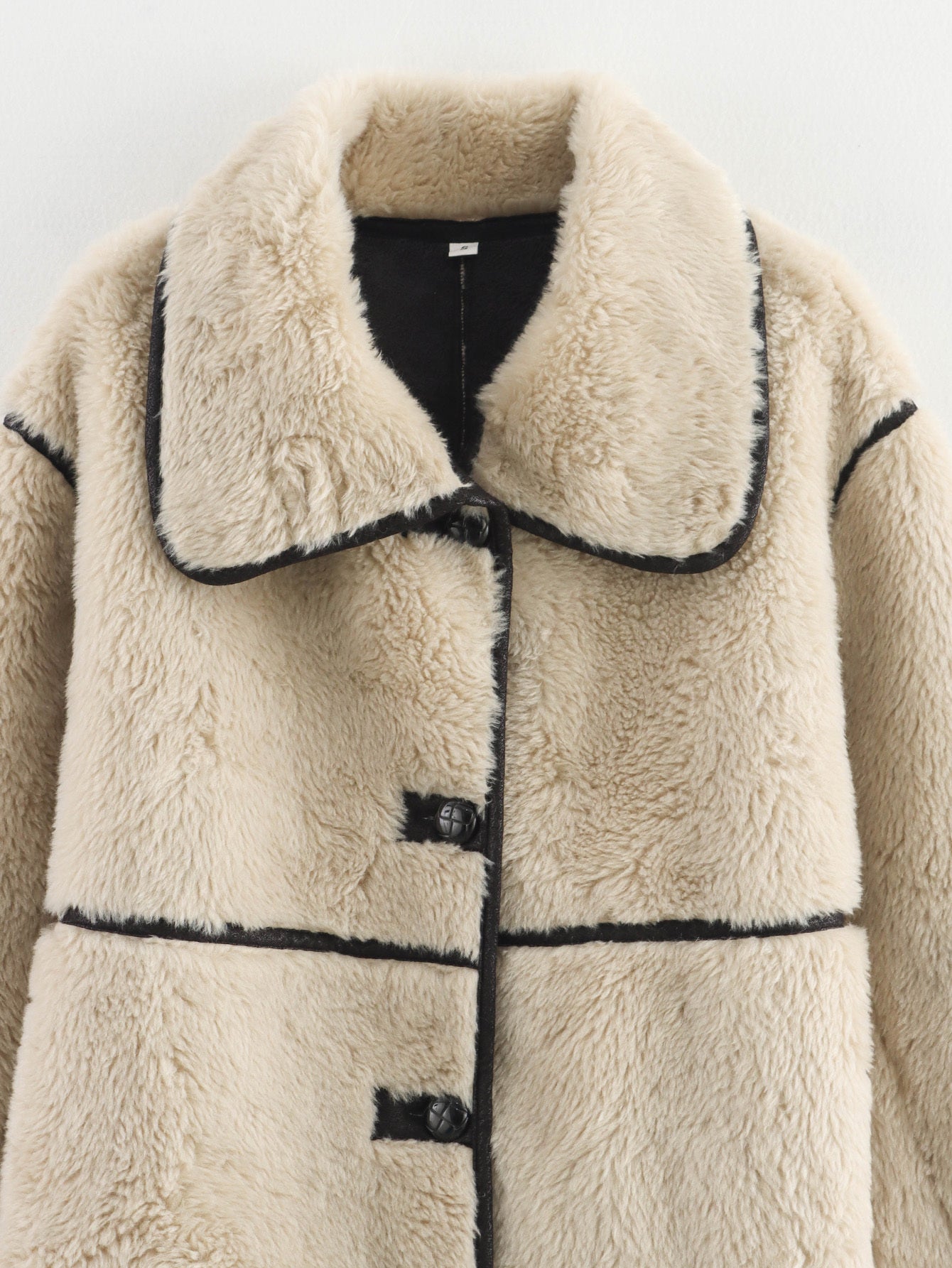 Women's long style faux fur effect lapel Coat