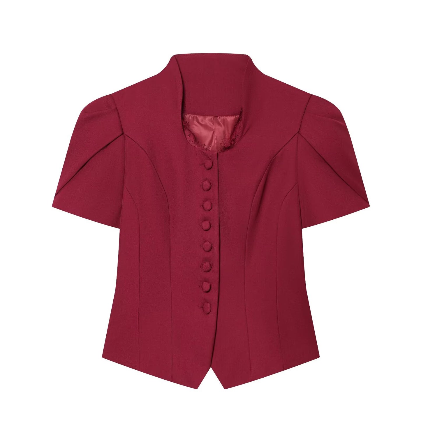 Women's new lace patchwork short sleeved Blazer top