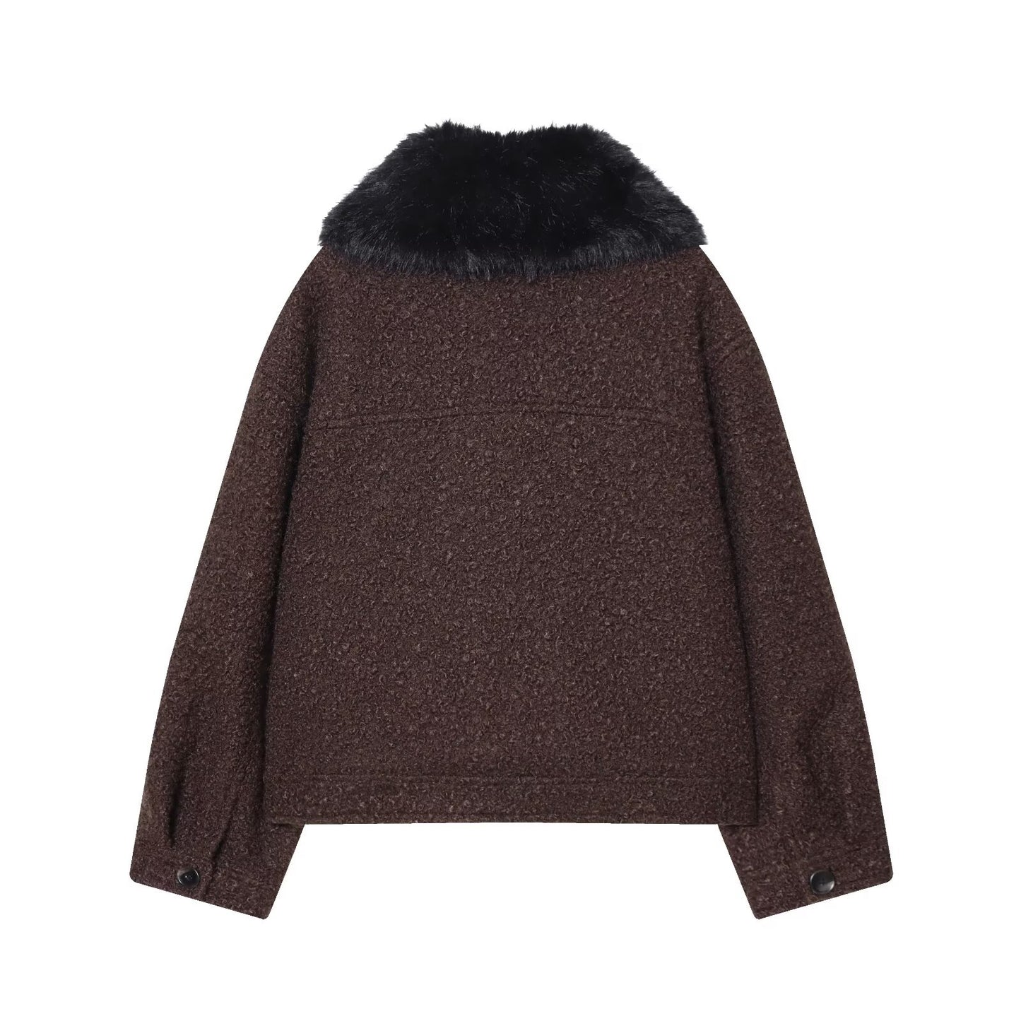 Women's new fur collar twill fabric jacket Coat