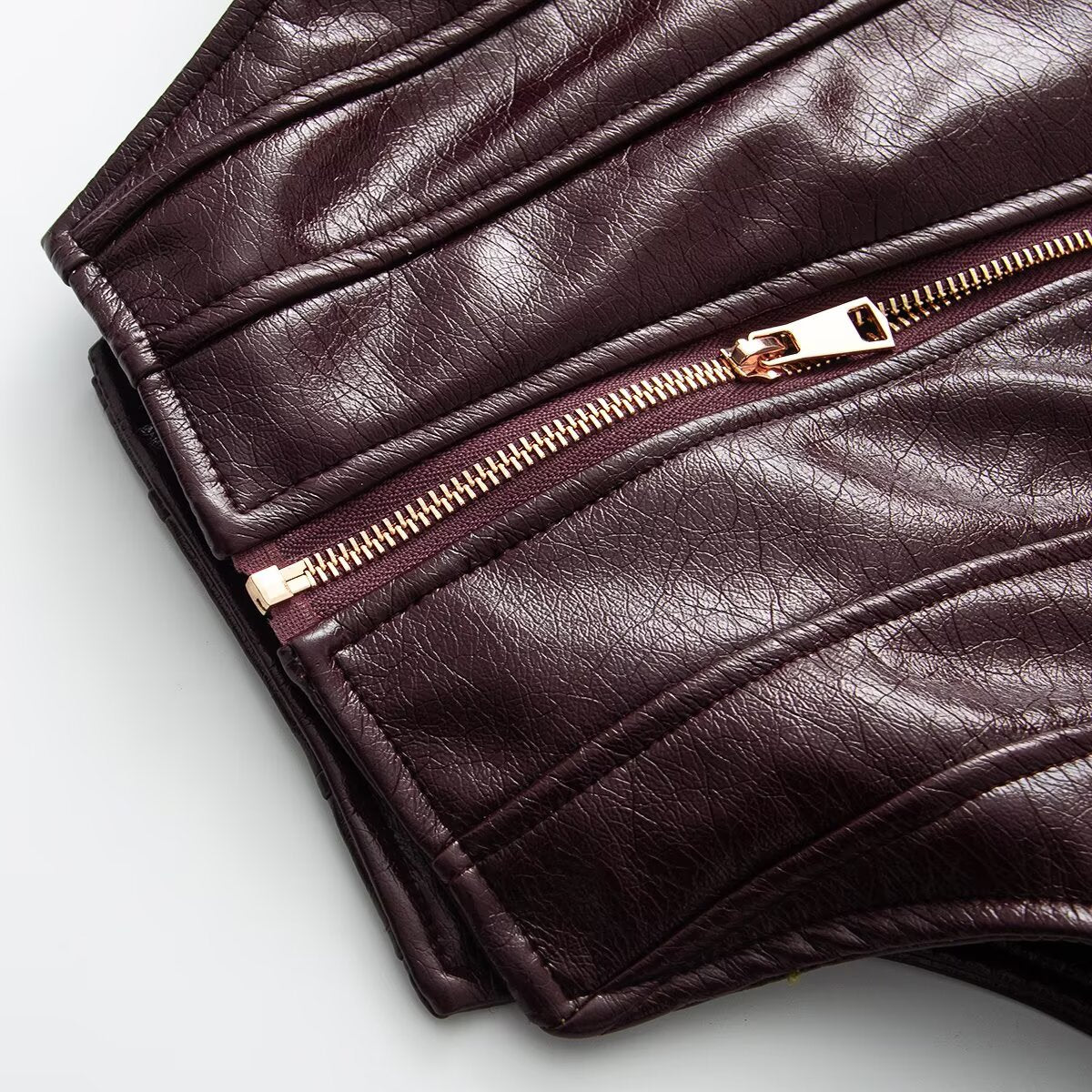 Women's retro short faux leather Coat