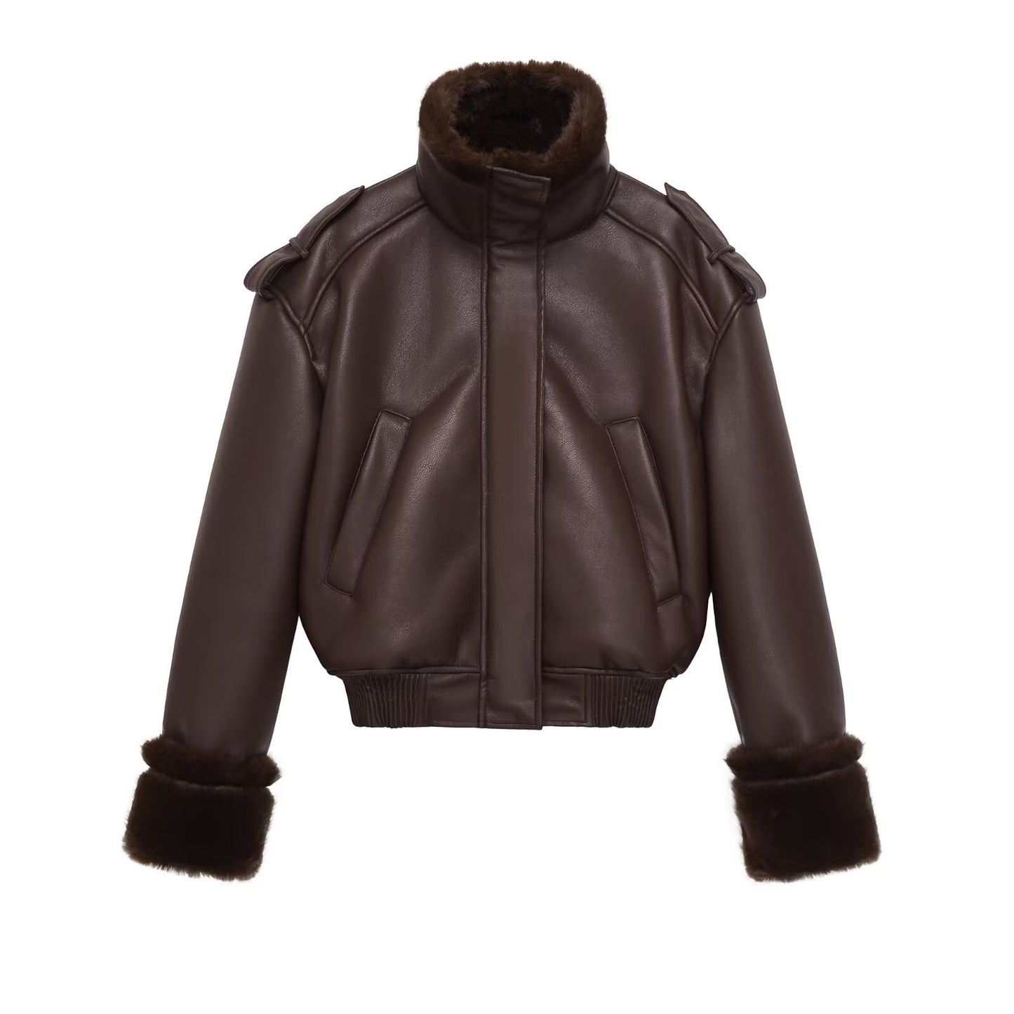 Women's double-sided faux leather pilot jacket Coat