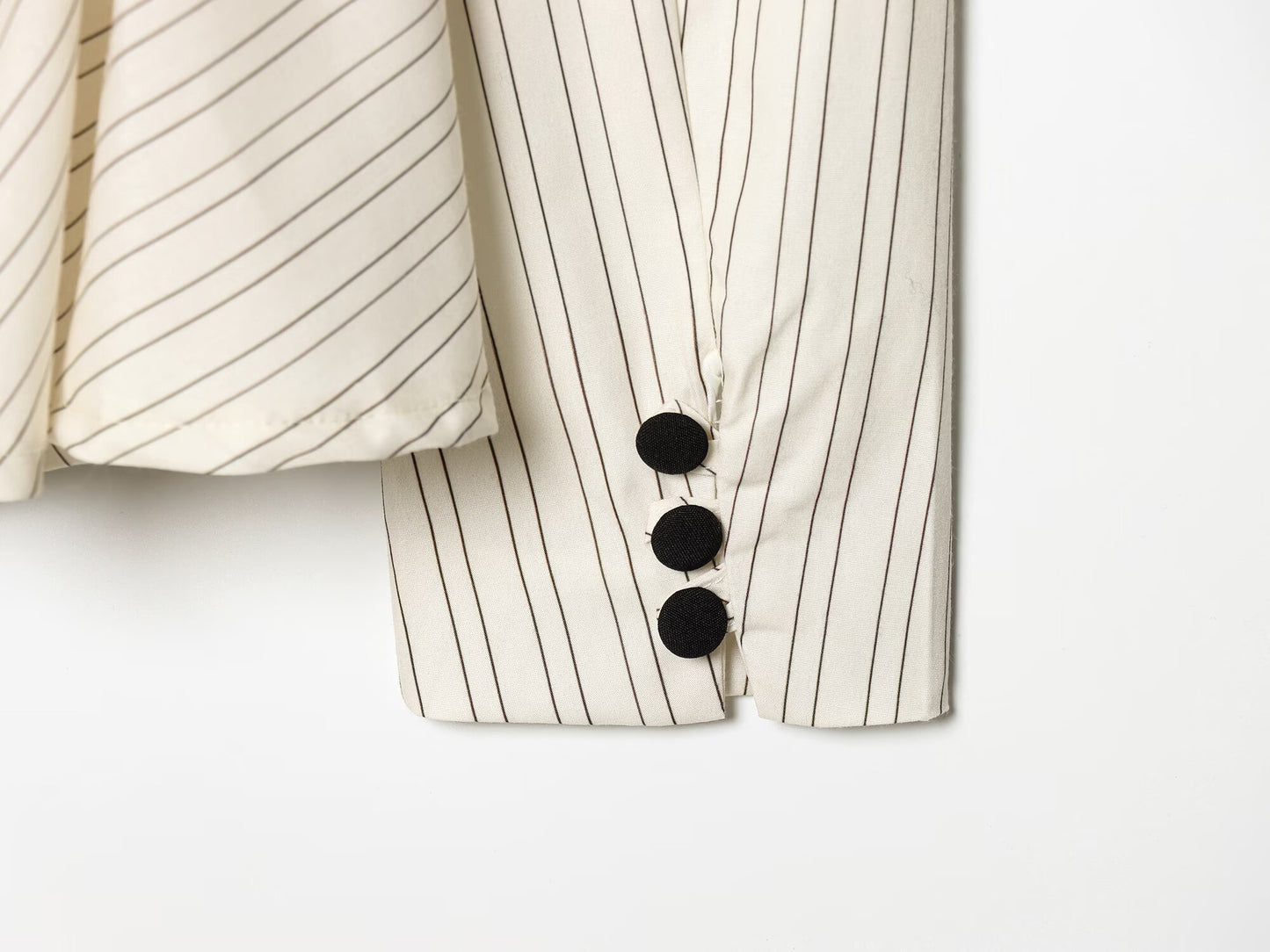 Women's short skirt style hem striped Blazer Coat