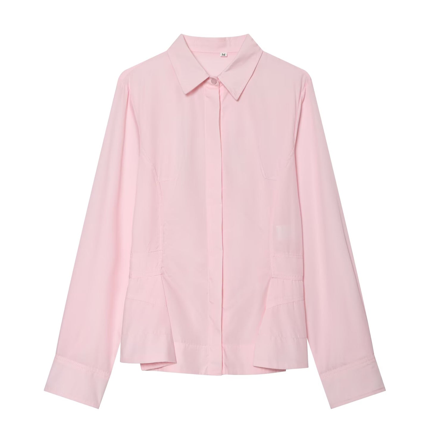 Women's short skirt style hemline poplin shirt