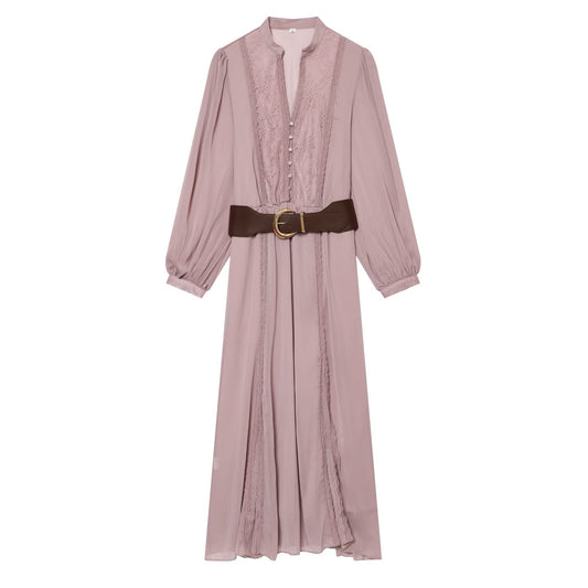 Women's patchwork waistband MIDI dress
