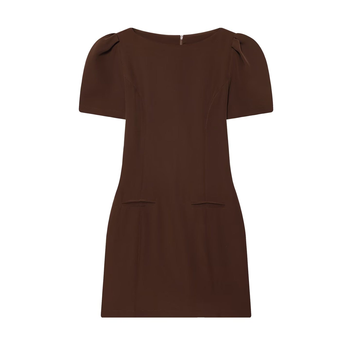 Women's black short sleeved pleated mini dress