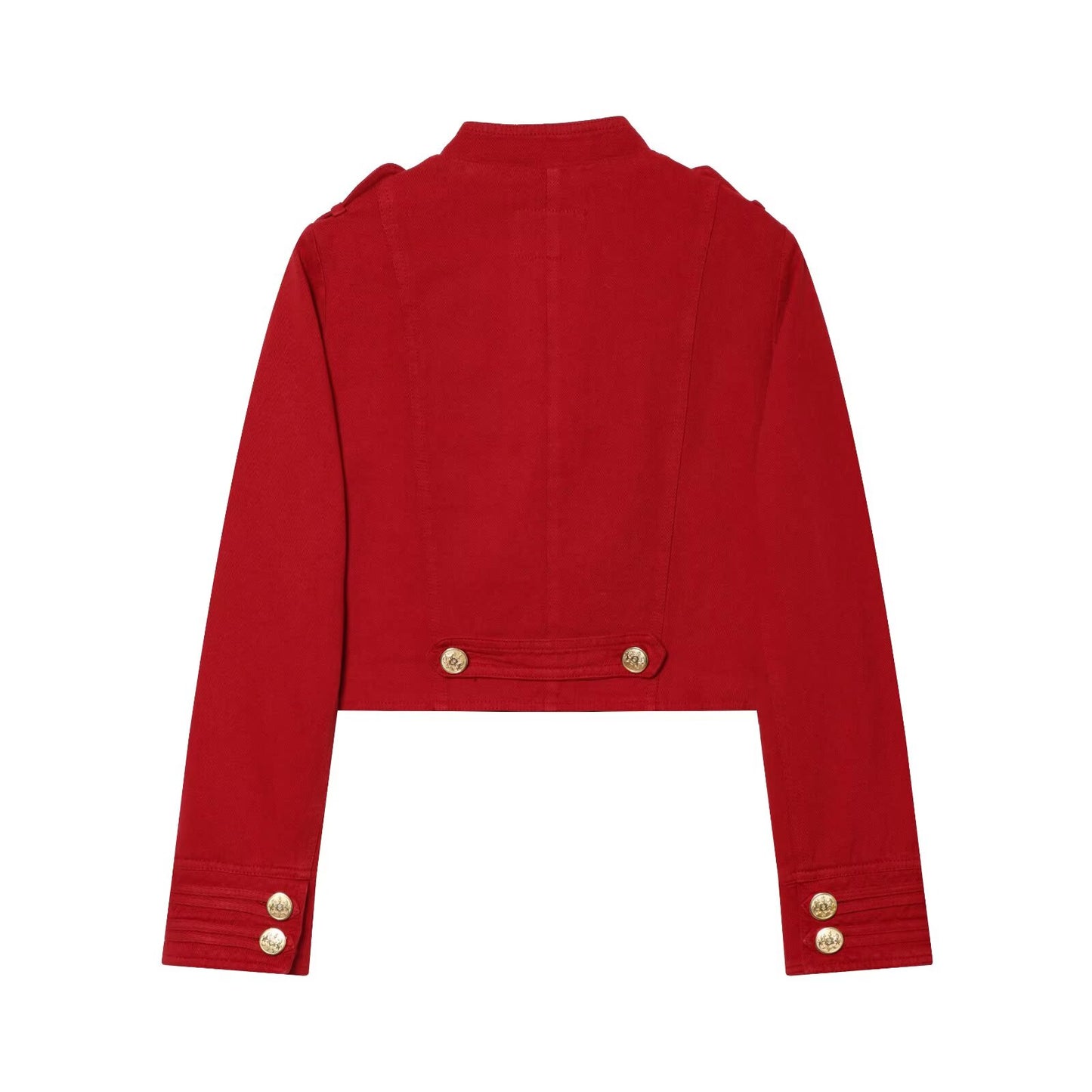 Women's button decoration short slim jacket Coat