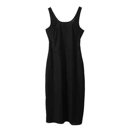 Women's backless linen blended vest style dress