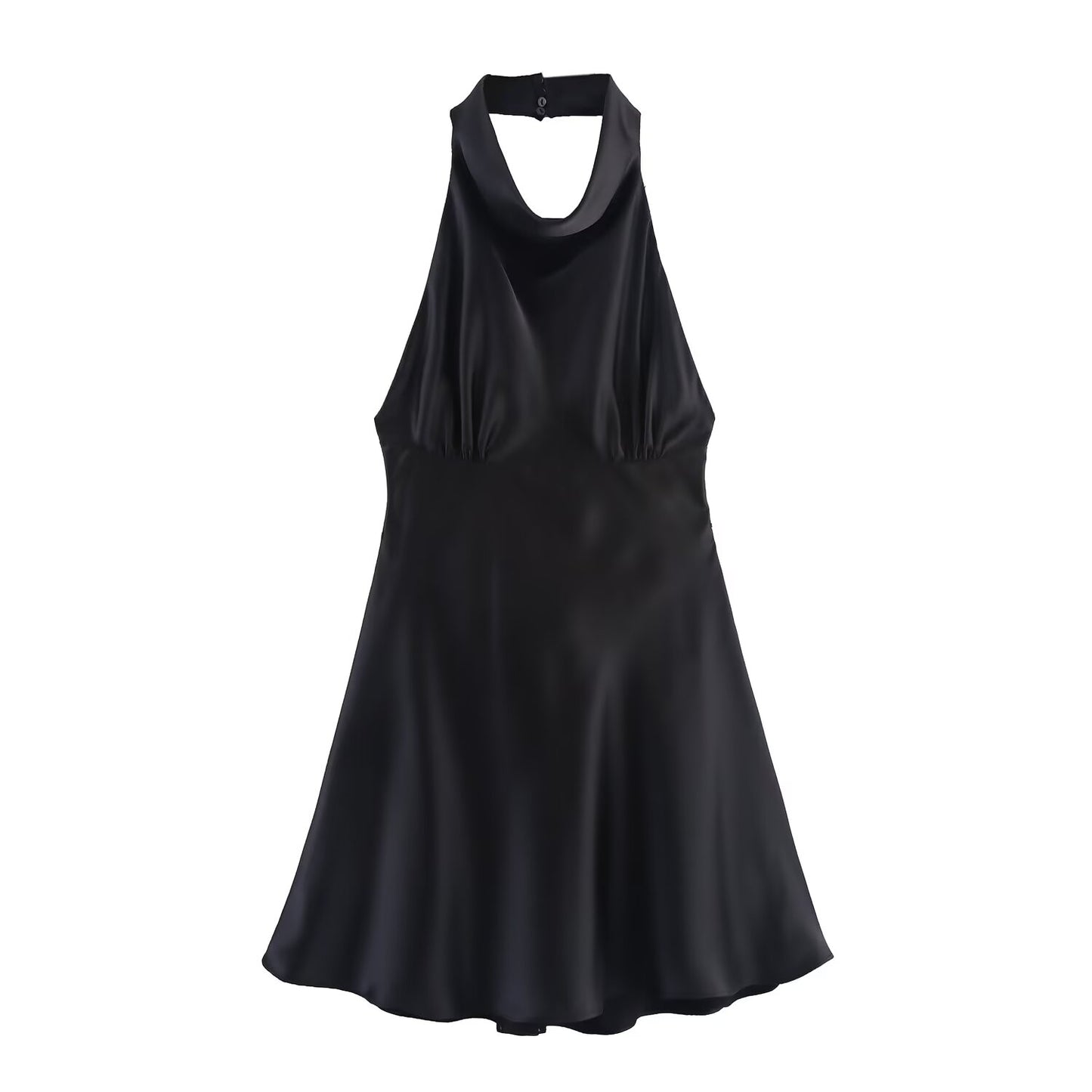 Women's new fashion backless bow decoration satin texture mini dress