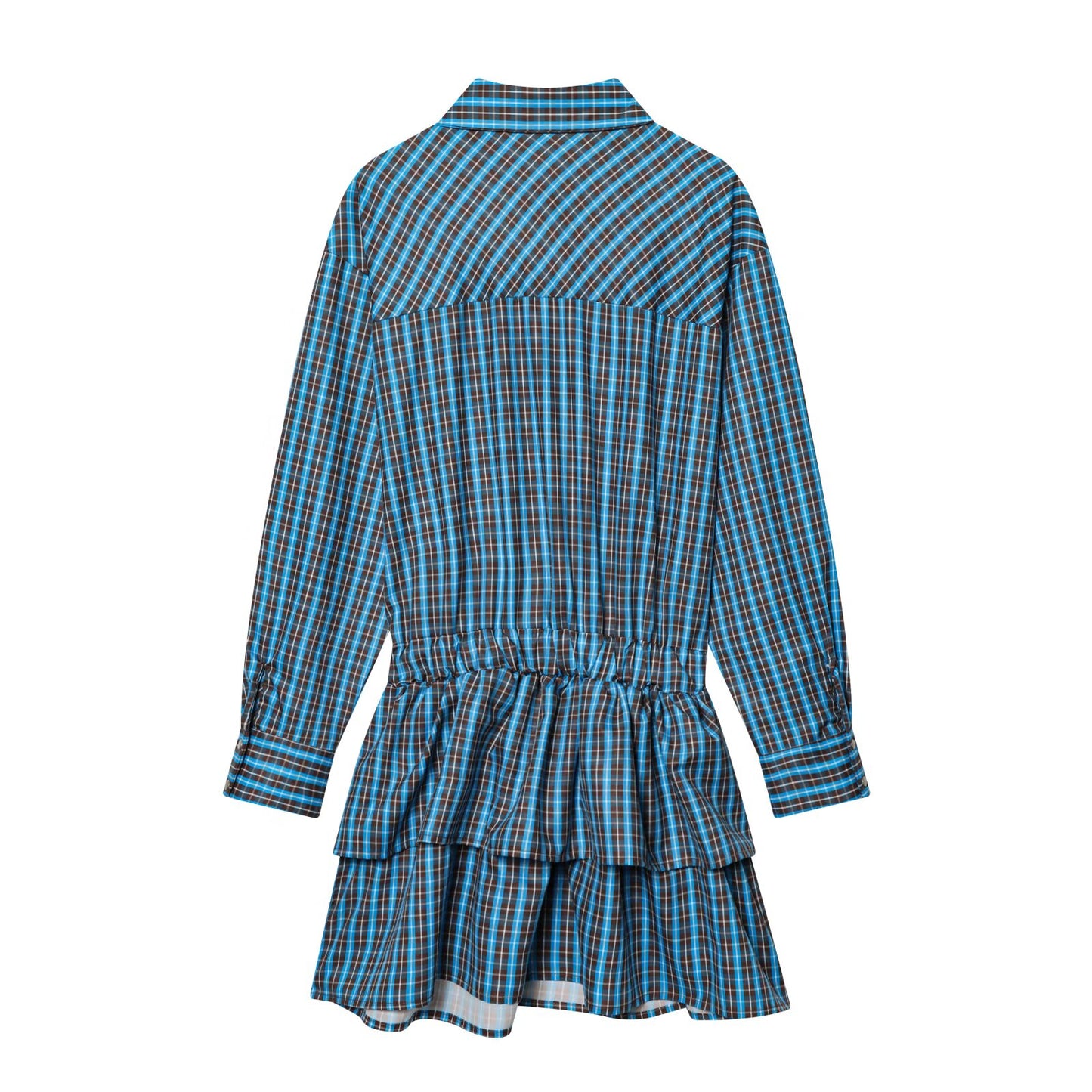 Women's With Belt layered decorative plaid dress