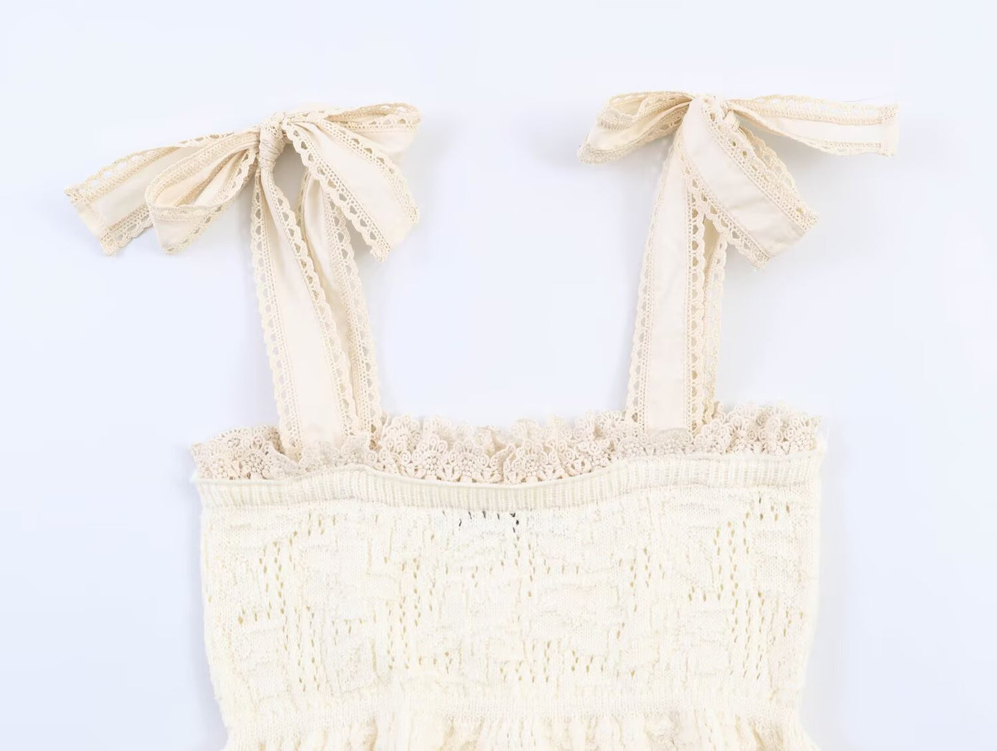 Women's bow decoration knitted top
