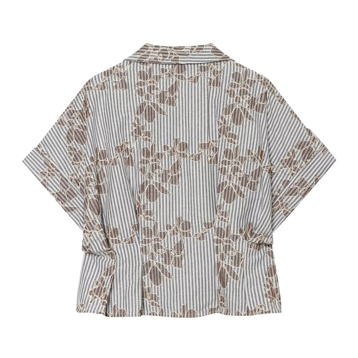 Women's beaded embroidered short shirt