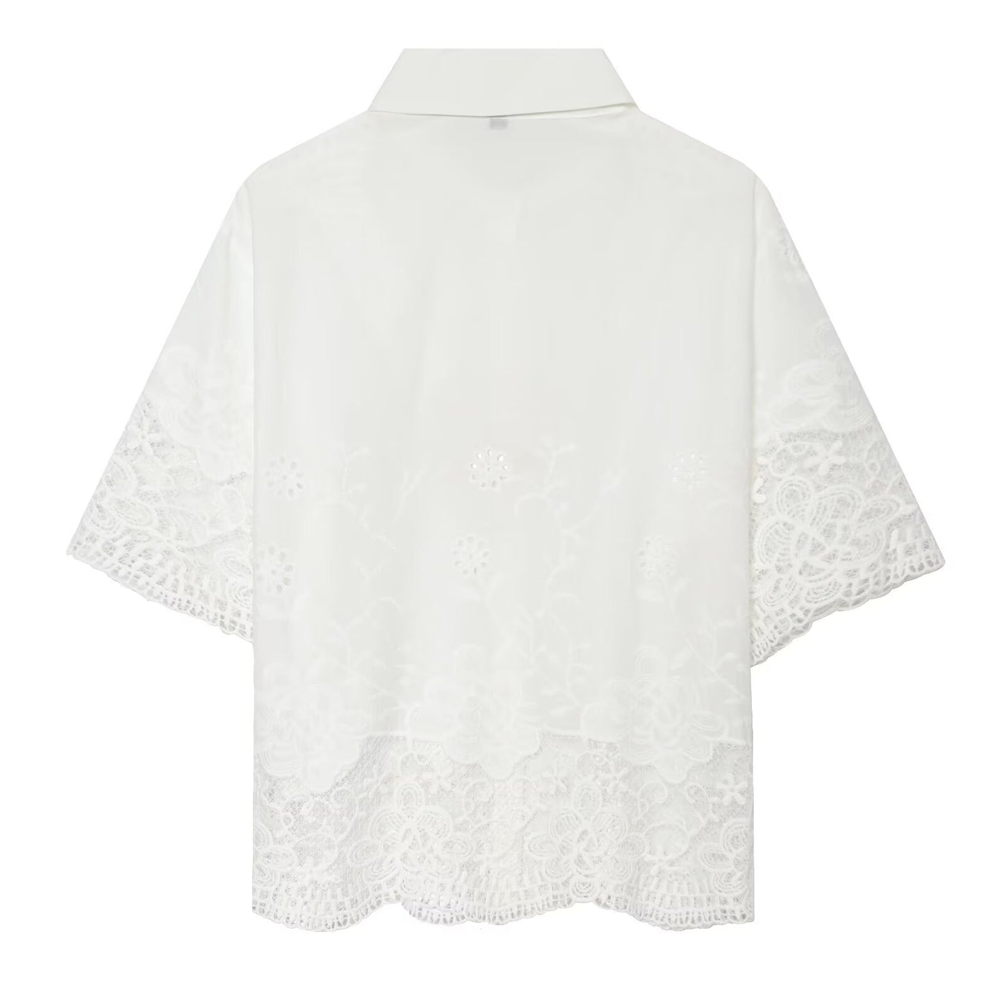 Women's casual hollowed out embroidered shirt