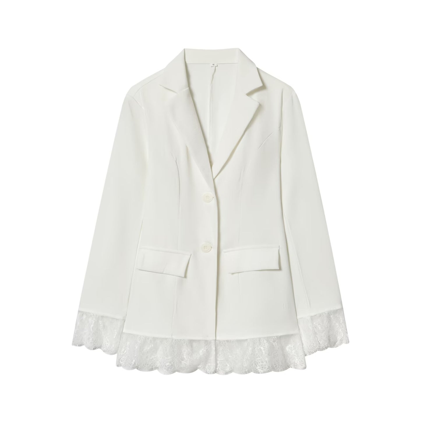 Women's waist cinched slim lace patchwork Blazer Coat