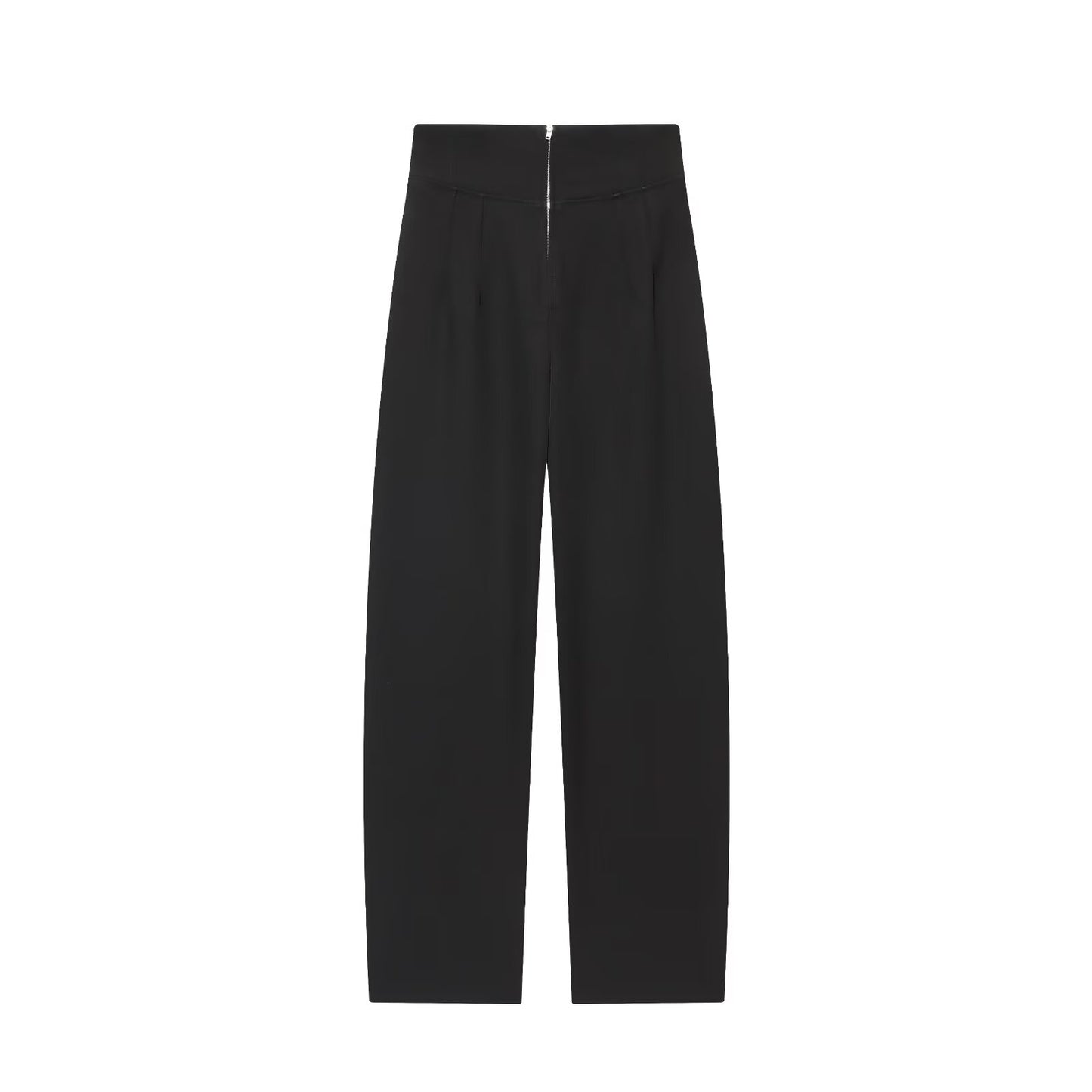 Women's comfortable loose high waisted zipper pants