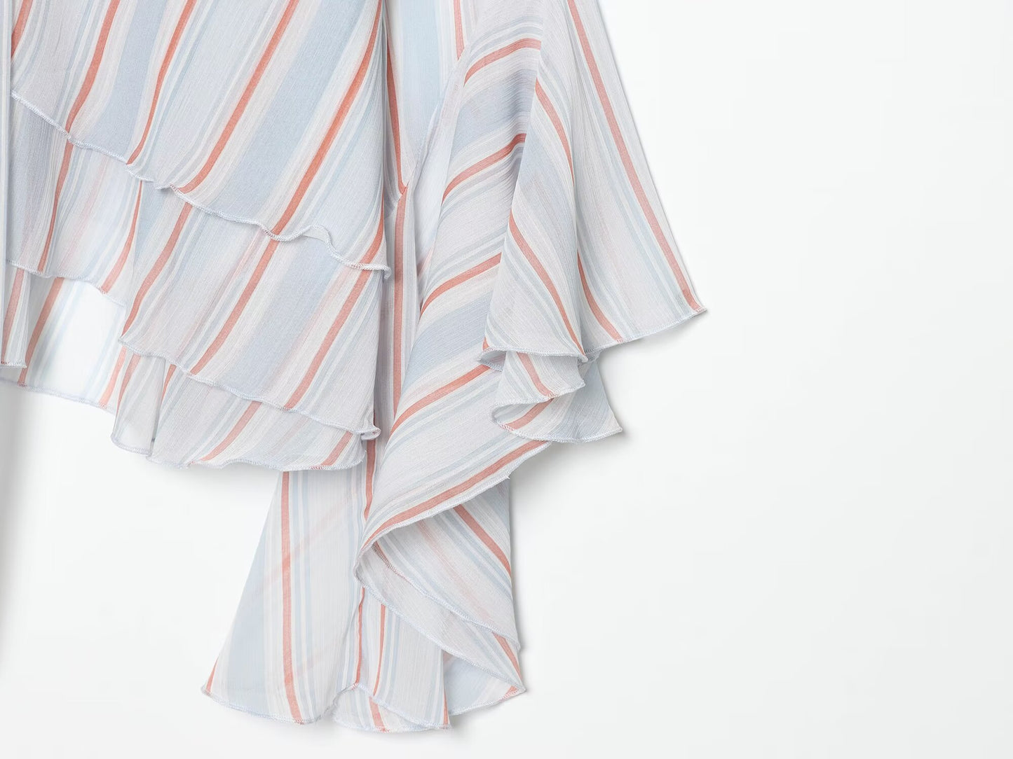 Women's striped ruffle edge ribbon top
