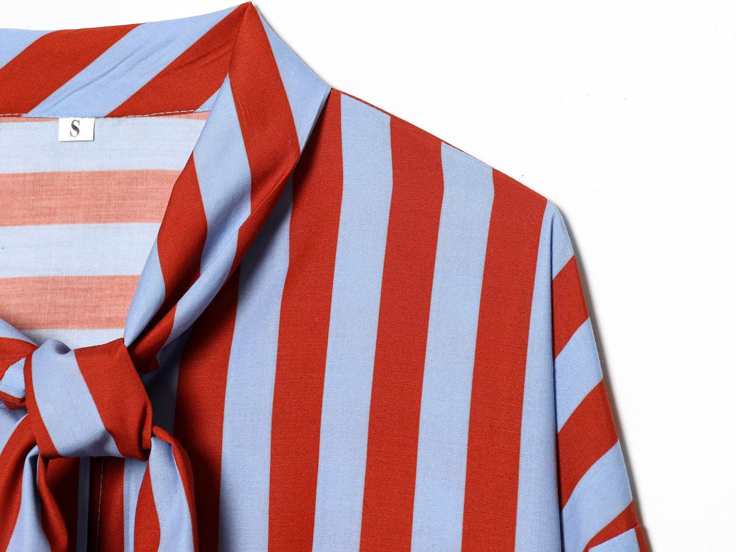 Women's bow decoration striped shirt
