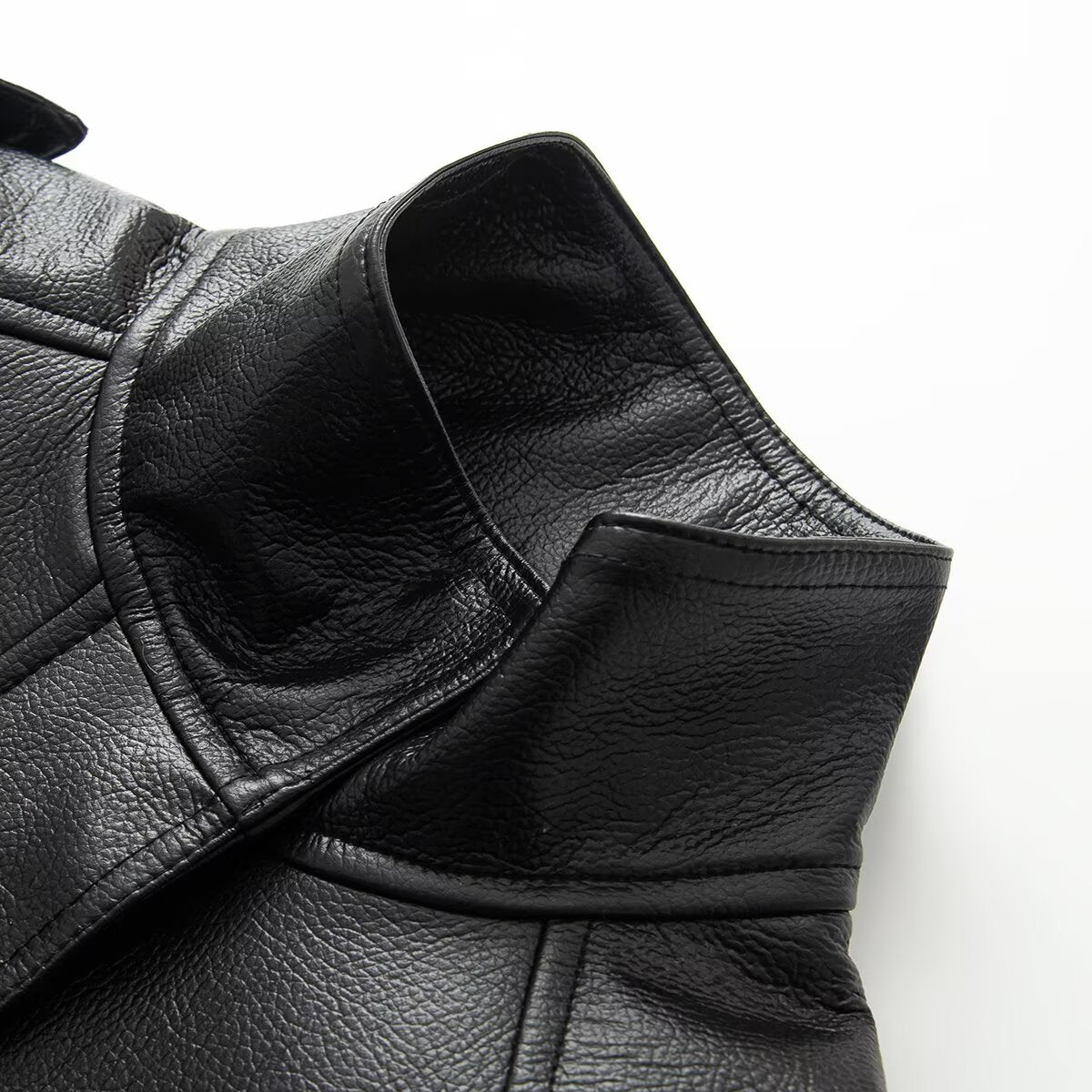 Women's black faux leather pilot jacket Coat