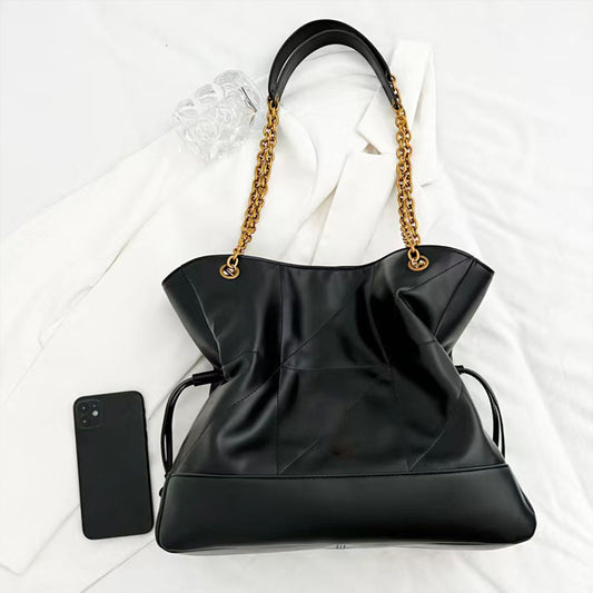 Women's New Temperament Joker Large Capacity Drawstring Chain Handbag Shoulder Bag