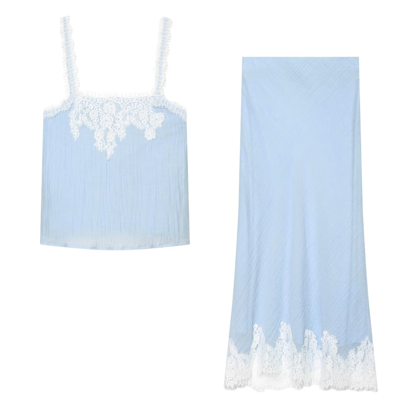 suit Women's 2 pieces lace lingerie style short top+Skirts