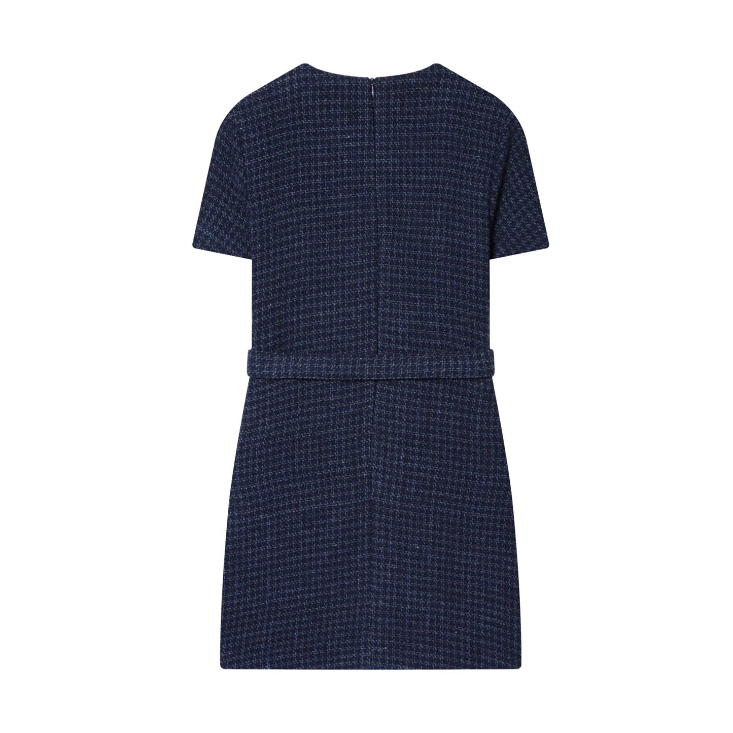 Women's With Belt Short Sleeve plaid Mini Dress