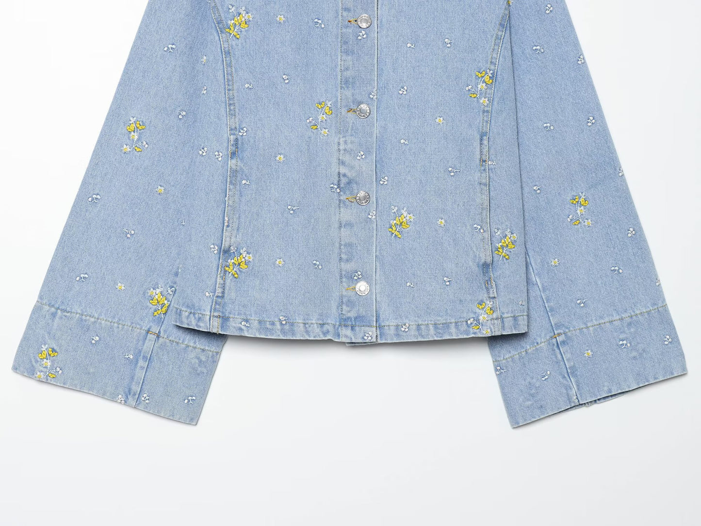 suit Women's 2 pieces flower embroidered denim jacket Coat+Shorts